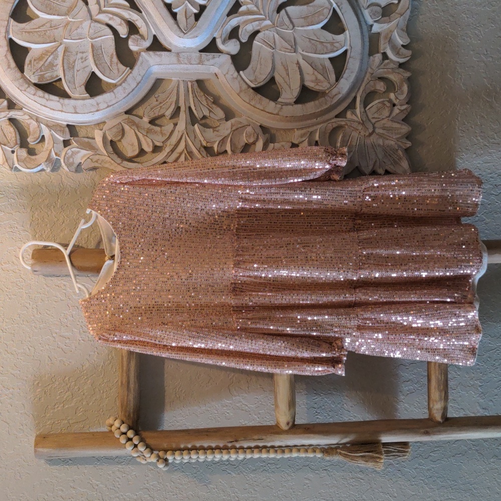 Little girl blush pink sequined dress